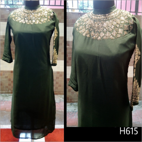 Round Neck Embroidered Kurti